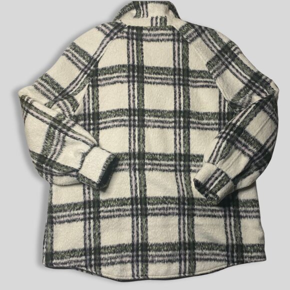 AVEC LES FILLES Cozy Plaid Zip Front Jacket Green/Ivory Size XL - Picture 2 of 9